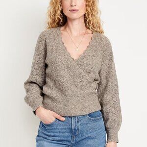 Old Navy Wool-Blend Wrap-Front Sweater Size Large